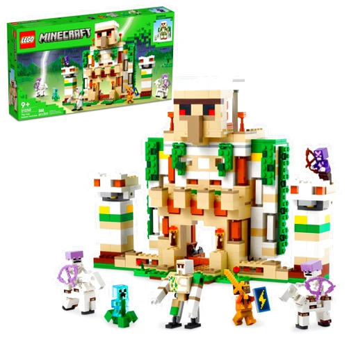 LEGO Minecraft The Iron Golem Fortress 21250 Building Toy Set, Playset Featuring a Crystal Knight and Golden Knight, A Fortress and a Giant Golem, Build and Display Minecraft Toy for 9 Year Old Kids