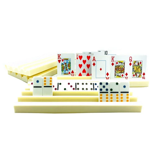 Yuanhe 4Pack Plastic Domino Holders - Domino Racks Trays Organizer for Classic Board Games Tiles Family Games Accessories