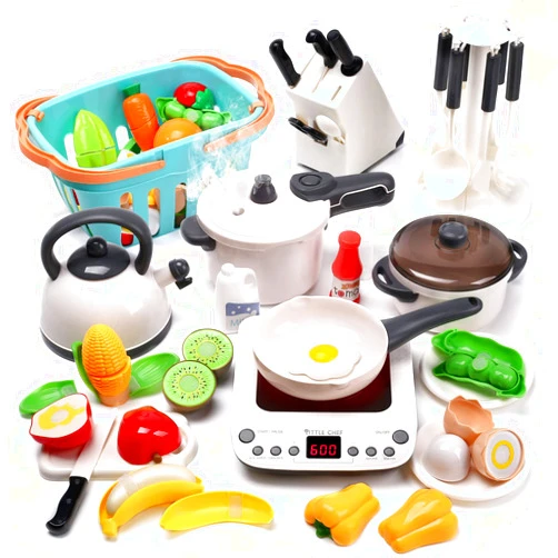 CUTE STONE Pretend Play Kitchen Toy with Cookware Steam Pressure Pot and Electronic Induction Cooktop, Cooking Utensils, Toy Cutlery, Cut Play Food, Shopping Basket Learning Toy for Girls Boys