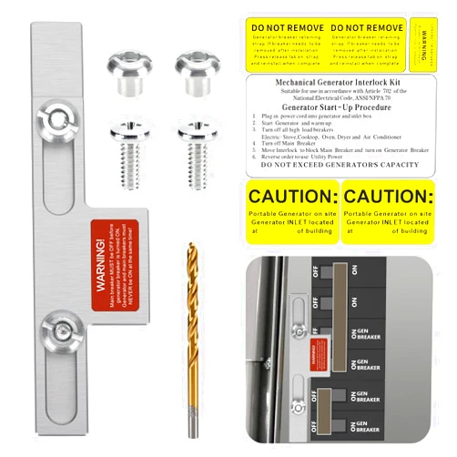 PFCKE Generator Interlock Kit Compatible with Square D Generator Interlock Kit for Homeline Meter Main 150 or 200 amp Breaker，for Safe Usage of Portable Power During Outage（SD-200SA）