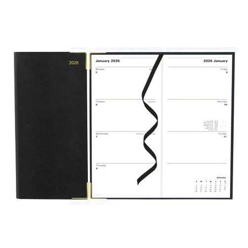 Letts of London® 2026 Classic Weekly/Monthly Planner, 12 Months, January to December, Gold Corners, Vertical, Slim Size, 6.625