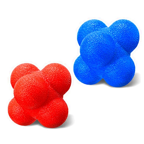 PSG.LGD Hexagonal Reaction Ball High Density Rubber Foam Bounce for Agility Reflex and Coordination Training (2 Pack Blue and Red)