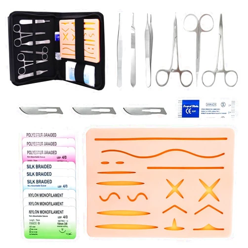 TopExer Suture Practice Kit for Medical Students - TopExer Suturing Kit (20 Pieces) with Durable Silicone Suturing Pad Includes 17 Pre-Cut Wounds Suture Tools Practice Suture Threads and Needles