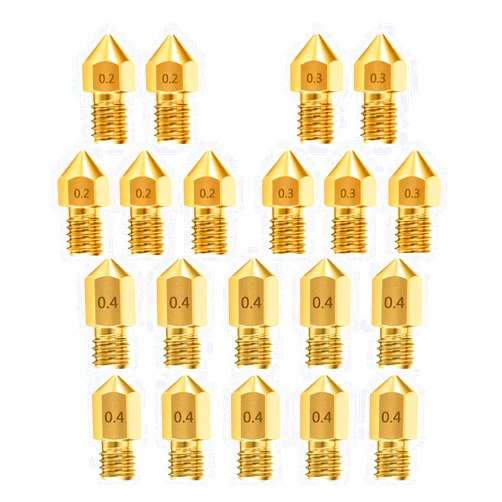 CLCCLQ MK8 Nozzles 10pcs 0.4mm/ 5pcs 0.3mm/5pcs 0.2mm 3D Printer Brass Nozzles Extruder for Makerbot Creality CR-10