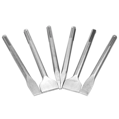 APACALI 6 Pcs SDS Max Bits Chisel Set Hammer Drill Chisel Set 3/4 inch Masonry Concrete Chisel Drill Bits, 11-inch Length Rotary Hammer Chisel Bits Including 50mm Wide Chisel, 25mm Flat Chisel, Point Chisel
