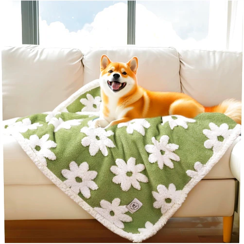 Luciphia Waterproof Pet Blanket for Medium Large Dogs Fluffy Thick Fleece Washable Warm Sherpa Calming Flower Print for Cats Puppy (Green,40x28 inches)