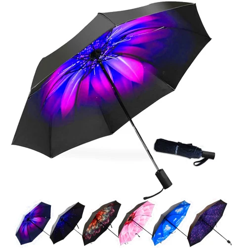 LLanxiry Compact Travel Umbrella,Windproof Waterproof Stick Umbrella Protection Golf Umbrellas