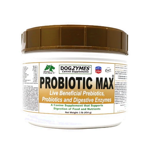 Nature's Farmacy Dogzymes Probiotic Max -10 billion CFU's Probiotics, Prebiotics, Digestive Enzymes - Relieves Diarrhea, Upset Stomach, Constipation, Gas, Allergy, Immunity & Overall Health 1 pound