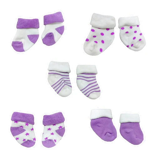 Xunwa 5 Pairs of Baby Doll Socks for 20-22 Inch Newborn Reborn Dolls Girl