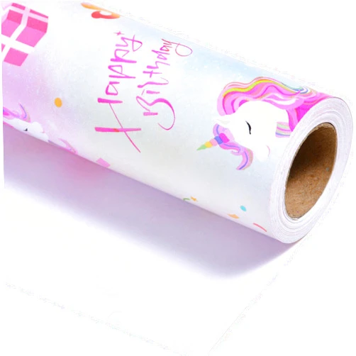 Titiweet Unicorn Wrapping Paper Roll - Mini Roll 17 Inches X 33 Feet - Birthday Wrapping Paper for Girls, Rainbow Unicorn Wrapping Paper for Unicorn Birthday Party(Unicorn)