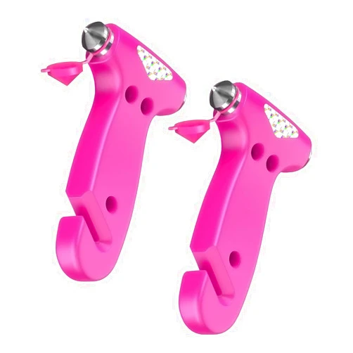KITUREK Car Safety Hammer, 3-in-1 Car Emergency Escape Tool with Window Breaker & Seat Belt Cutter, Car Emergency Kit Gadgets for Car, Office, Home (Pink, 2pcs)