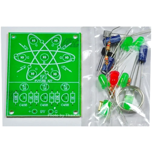 Thaikits Atomic Chasing Light 7 Led [Unassembled Kit] for Learning Electronic