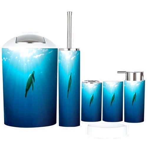 XNGJEMVWXO Bathroom Accessory Set 6 Piece Green Turtle Toothbrush Holder, Toothbrush Cup, Soap Dispenser, Soap Dish, Toilet Brush Holder, Trash can, rmfzPAhbdlYiB-6j