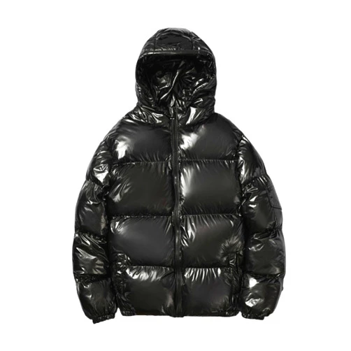 AQAYL Glossy Puffer Jacket Men Hooded Down Jacket Zip up Quilted Jacket Warm Padded Jacket Insulated Winter Coat with Pockets