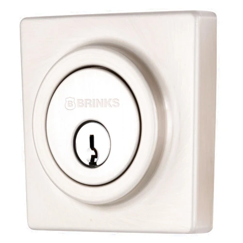 Brinks – Exterior Deadbolt Front Door Lock – Single Cylinder Square Keyed Entry – Home & Residential Security – Satin Nickel Finish