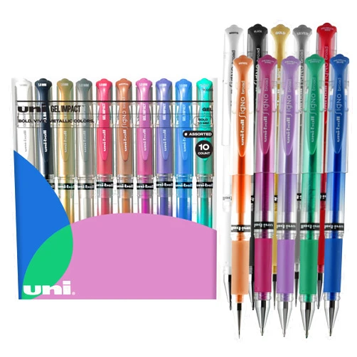 Uni-Ball Signo 207 Impact Stick Gel Pen, 10 Assorted Pens, 1.0mm Bold Point Gel Pens| Office Supplies by Uni-Ball Japanese Ink Pens, Journaling Pens, Smooth Writing Pens, Colored Pens