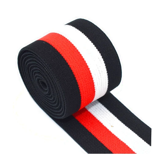 SHUNLONG Elastic Suitable Colorful Striped Elastic Webbing Elastic Waistb for DIY Clothing Accessories by The Yard Red/Black/White