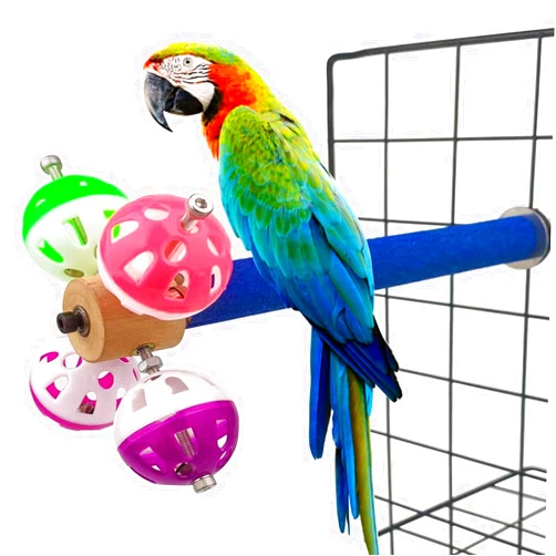 FlidRunest Perch Toy with Rotating Balls for Birds, Rough-surfaced Natural Parrot Perch Toy, Bird Bell Balls Toy for Budgies,Parakeets, Parrots,Cockatiels,Lovebirds,Conures