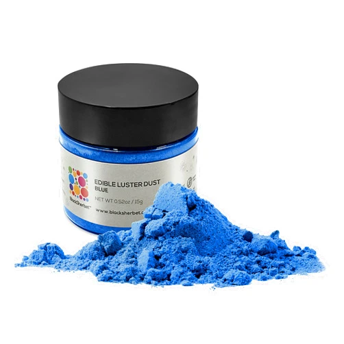 Blacksherbet Edible Luster Dust (15 grams) for Gourmet Cakes, Dessert, Cupcakes, Decorations, Cookie, Macarons. Edible & Food Grade Coloring Edible Dust & Glitters. Koshe (Blue)