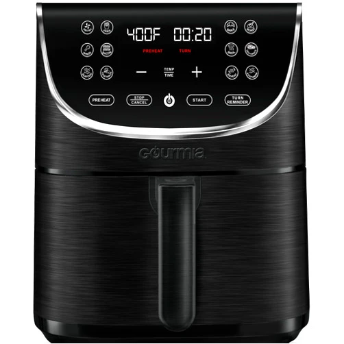 Gourmia Air Fryer Oven Digital Display 7 Quart Large AirFryer Cooker 12 Touch Cooking Presets, XL Air Fryer Basket 1700w Power Multifunction GAF716 Black and Stainless Steel Accents FRY FORCE 360°