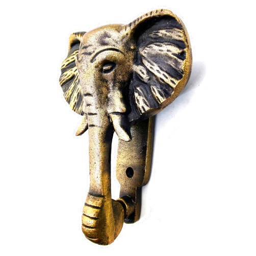 5MOONSUN5's Elephant Door Knocker Door Knocker for Front Door | Antique Finish Solid Cast Iron Door Knockers with Strike Plate Decorative Hardware for Doors,
