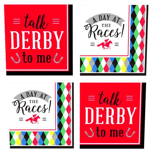 FAKKOS Design Kentucky Derby Party Supplies Horse Race Cocktail Beverage Napkins 32 Count