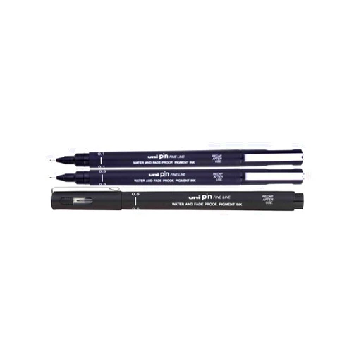 Uni Pin UNI-BALL PIN DRAWING PEN FINELINER ULTRA FINE LINE MARKER 0.3mm BLACK Ink - [Pack of 3]