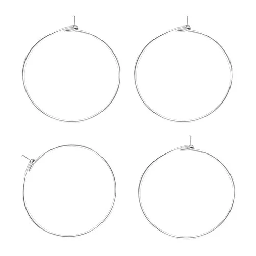 Adabele 200pcs Adabele Hypoallergenic 30mm Sterling Silver Plated Round Hoop Circle Loop (0.7mm/21 Gauge) for Earrings Pendant Wine Glass Jewelry Making CF57-3