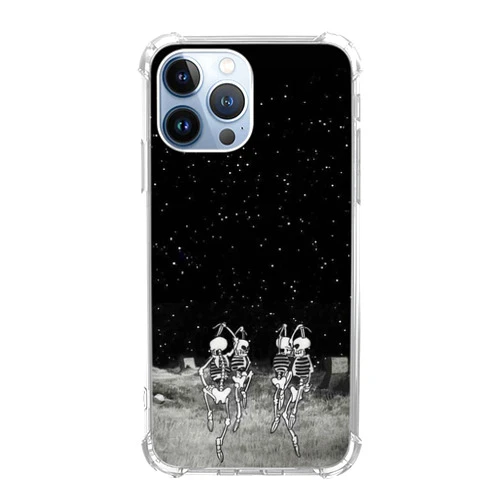 KatocZarl Dancing Skulls Phone Case Compatible with iPhone 14 Pro Max，Hippie Skeletons Phone Case for iPhone 14 Pro Max for Women Men, Cool Trendy Design TPU Bumper Protective Cover Case