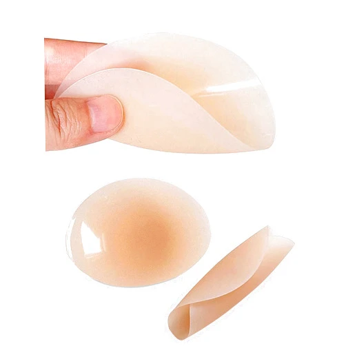 XQQXQQ Strapless Sticky Breast Petals - Invisible and Reusable Silicone Nipple Covers for Women with Travel Box