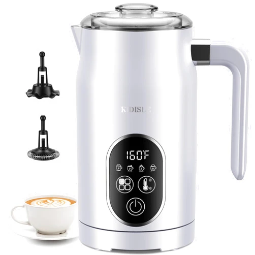 KIDISLE Electric Milk Frother, 4 In 1 Milk Frother and Steamer With Temperature Control, Automatic Warm and Cold Foam Maker for Coffee, Latte, Hot Chocolate, Cappuccinos, Macchiato, White