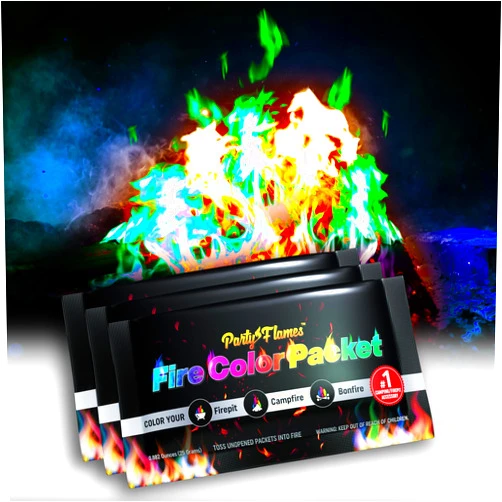 Party Flames Fire Color Changing Packets Fire Pit (10 Pack) - Perfect for Any Campfire, Bonfire, Fire Pits & Outdoor Fireplaces - Perfect Magic Fire Cosmic Mystical Fire Campfire Accessories - Camping Games