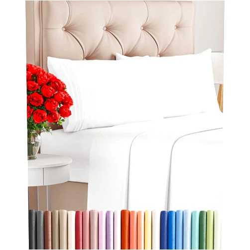 CGK Unlimited Queen Size 4 Piece Sheet Set - Comfy Breathable & Cooling Bed Sheets Set - Hotel Luxury Bedding for Women, Men, Kids, Teens, Boys & Girls - Deep Pockets, Ultra-Soft, Wrinkle Free - Oeko-Tex - White