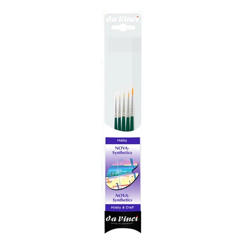 da Vinci Watercolor Series 4237-5 Brush Miniature Set - Nova Synthetics Multi-Media Mini Rounds - Contains Series 1570 Sizes 10/0, 5/0, 3/0, 0, & 2 - Made in Germany