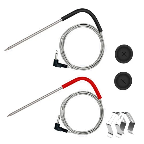 YAOAWE 2-Pack Temp Meat Probe Replacement for Pit Boss Pellet Grills and Smokers, 3.5 mm Plug Thermometer Probes with 2 PCS Probe Grommets and Probe Clips