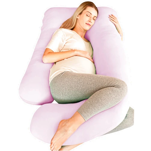 Cute Castle Cooling Cover Pregnancy Pillows, Soft U-Shape Maternity Pillow with Removable Cover - Full Body Pillows for Adults Sleeping - Pregnancy Must Haves - Jumbo 57 Inch - Purple