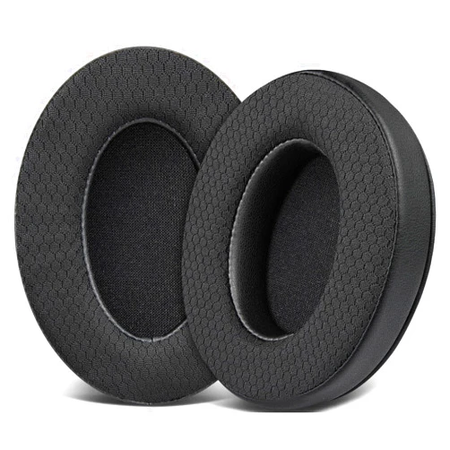 SOULWIT Mesh Fabric Replacement Earpads Cushions for HyperX Cloud 1/2/3/Pro/Core/Alpha/Alpha S/Alpha Pro/Flight/Flight S/Stinger/Stinger S, CloudX Stinger/Stinger Core/Flight Headset - Black