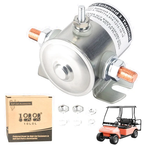 10L0L Max 200A 12V Solenoid Relay for Golf Cart, Marine, Winch, 3 Terminal Continuous Duty, OEM# 1114240, 1114241, 1114538, 97240-X, 70091714, 974-1215-10-16