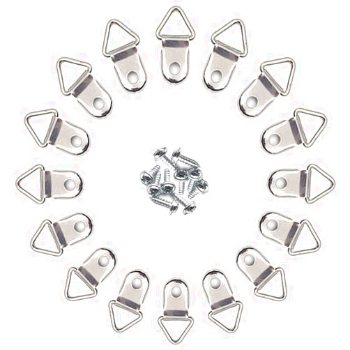 Comdox 100 Pack Picture Hangers Triangle Ring Picture Frame Hanger with Screws