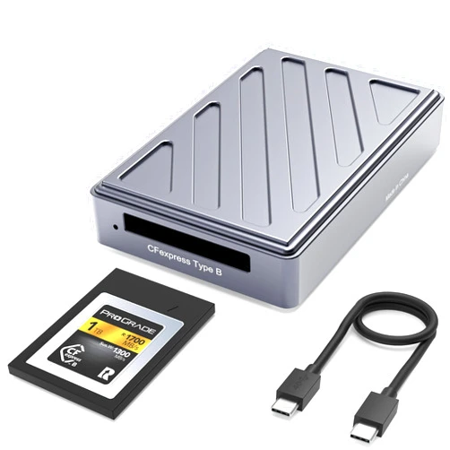 Rytaki USB4.0 40Gbps CFexpress Type B Card Reader, CFexpress 4.0 Type B Reader for Professional Filmmakers, Photographers, Optimized for Express Transfer of Files/Large Storage, USB-C to C Cable Included