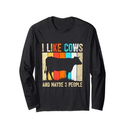 Cool Cow Gift Farm Animal Heifer Springer Farming Funny Vintage Cow Design Cow Farmer Men Women Cattle Lover Long Sleeve T-Shirt
