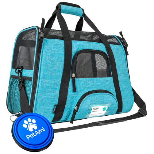 PetAmi Airline Approved Pet Carrier for Cat, Soft Sided Dog Carrier for Small Dog, Cat Travel Supplies Accessories Indoor Cat, Ventilated Pet Carrying Bag Medium Large Kitten Puppy, Large Heather Blue