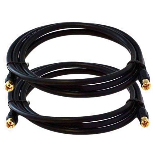 IMBAPrice iMBPrice 6 Feet RG6 Coaxial Patch Cable, 2-Pack with F-Type Screw-on Gold Plated Connectors for Internet, Broadband and Digital TV Aerial, Satellite Cable Extension, Black