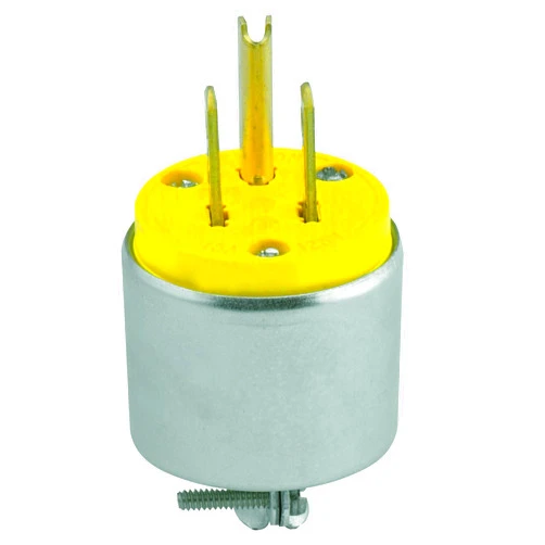 Leviton 515PA 15 Amp, 125 Volt, Armored Grounding Plug, Yellow