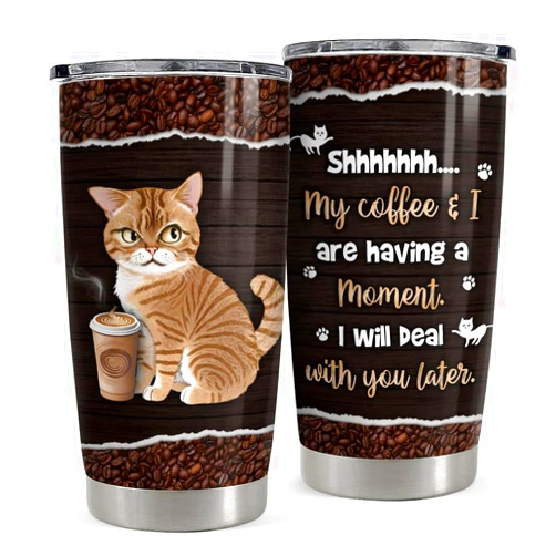 SANDJEST Cat Tumbler 20oz Stainless Steel Insulated Travel Mug Cup for Women Girls Coffee Lovers Gifts for Birthday Christmas