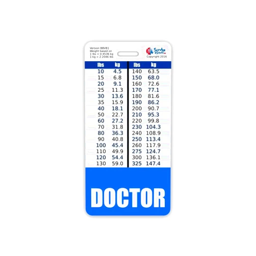 Scrubs and Stuff LLC Doctor Badge Buddy Vertical w/Height & Weight Conversion Charts (Standard, Blue)