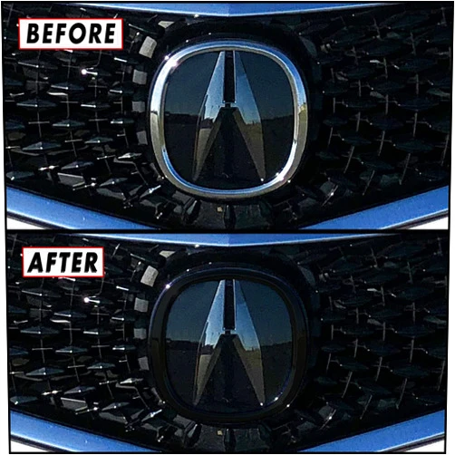 SlickMod Chrome Delete Blackout Vinyl Overlay for 2018-2020 Acura TLX Front Emblem Ring (Gloss Black)