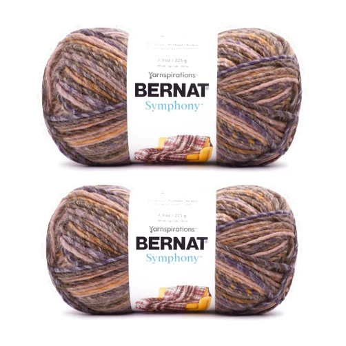 Bernat Symphony Brocade Yarn - 2 Pack of 225g/8oz - Wool Blend - 5 Bulky - 309 Yards - Knitting/Crochet