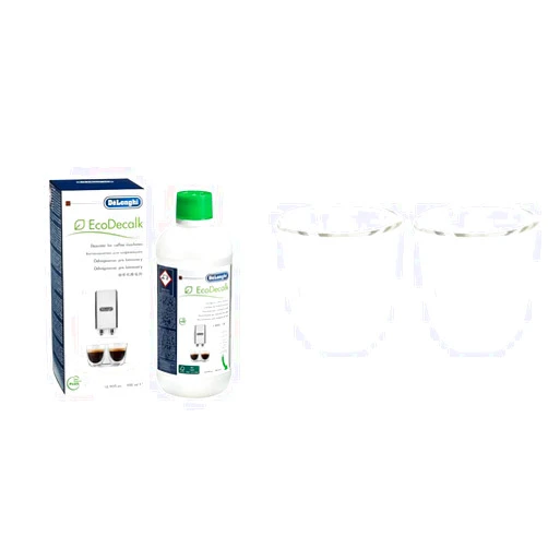 De'Longhi EcoDecalk Descaler Double Walled Thermo Espresso Glasses (Set of 2)