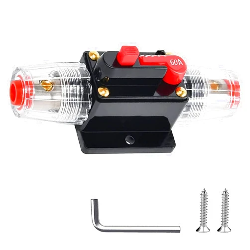 BFXM 60 Amp Circuit Breaker Manual Reset Inline Fuse, 12V-48V DC for car Audio Marine Boat Trolling Motor Solar System Protection